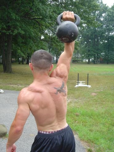 Kettlebell & bodyweight training at the park. My buddy & I used to do this EVERY weekend.